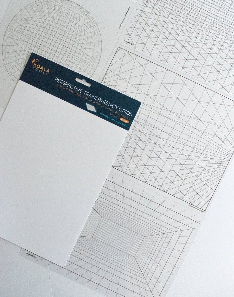 4-Pack 8.5x11 Perspective Grid Transparency Sheets for Sketching, Drawing