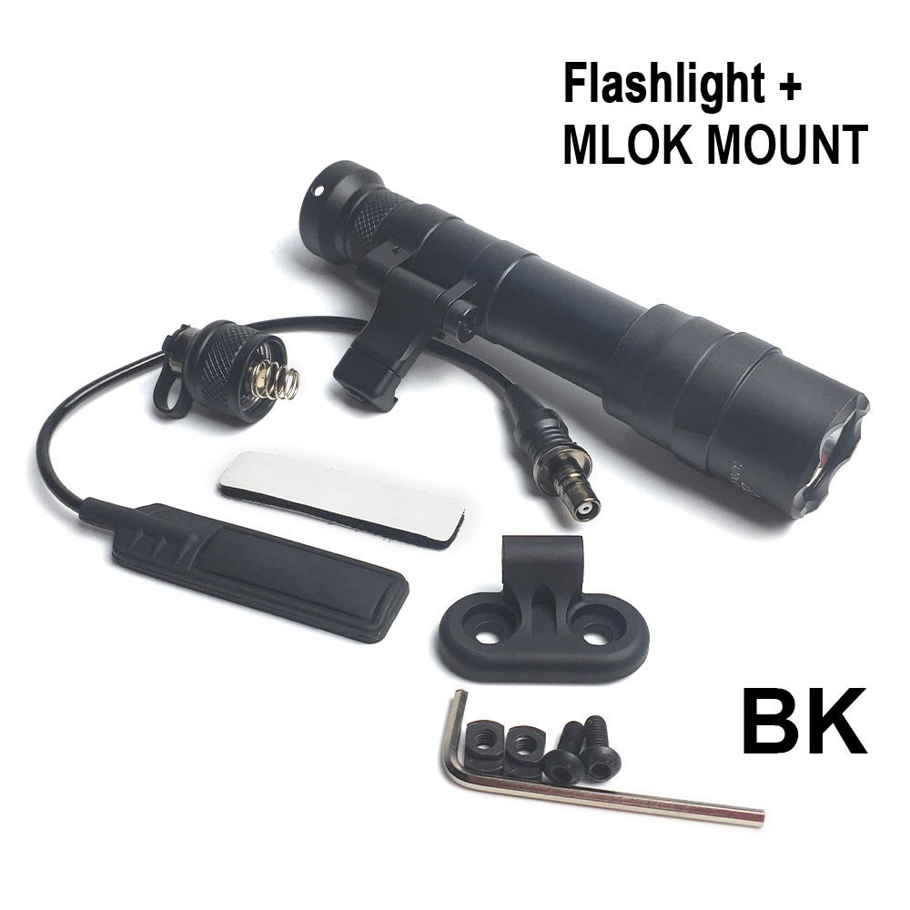 Flip-up M640DF LED Flashlight With Pressure Switch For Rifle + Mlok Offset Mount