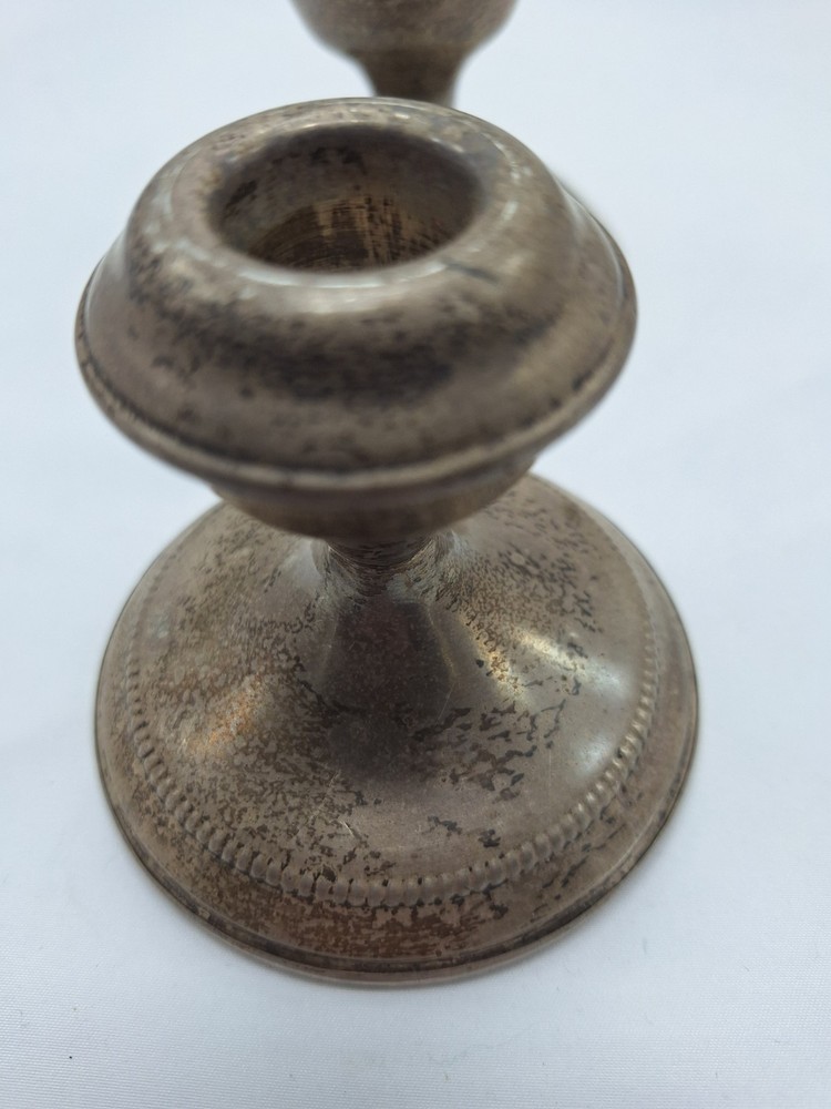 Vintage Sterling Silver Candlesticks Weighted 513 grams 3"