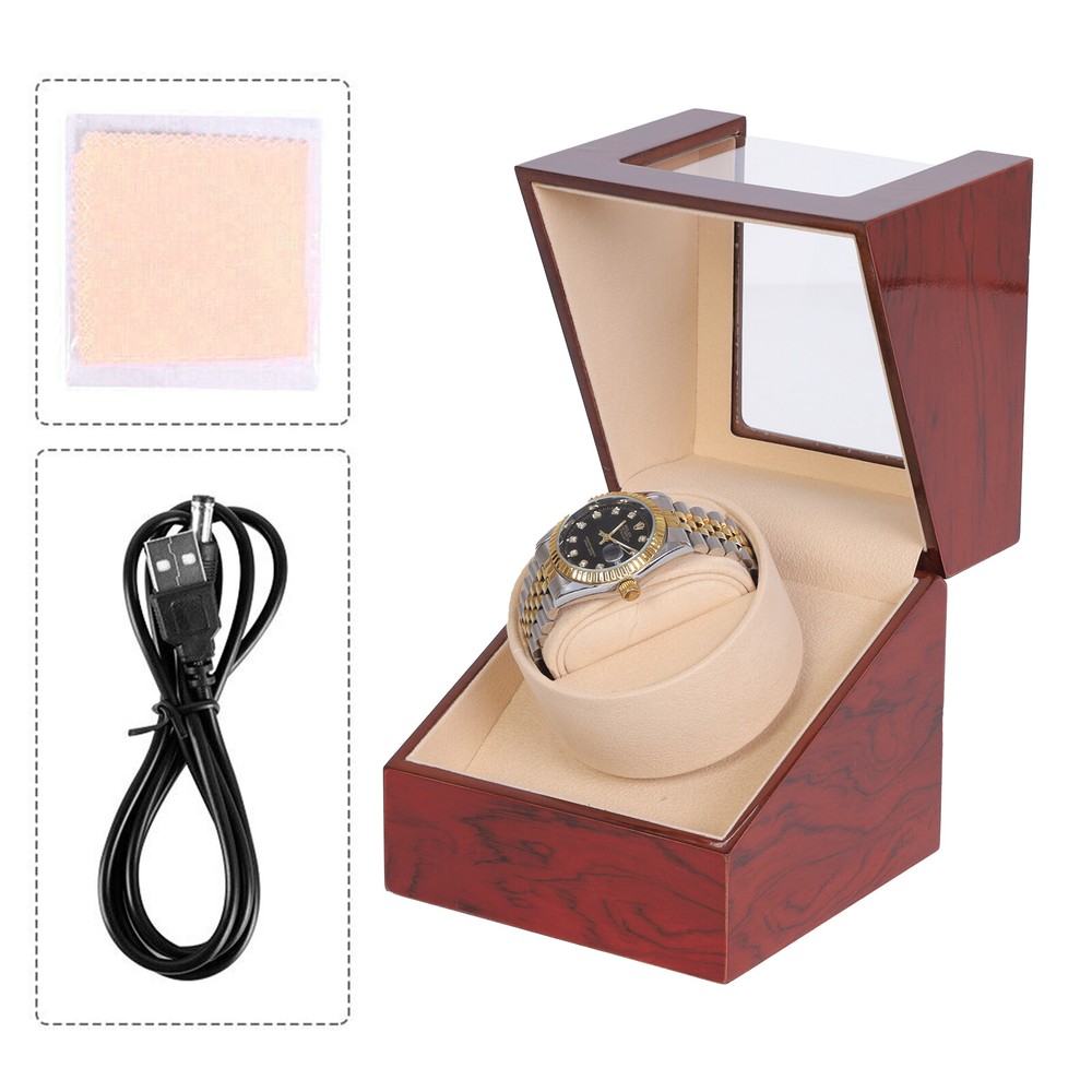 Automatic Leather Single Watch Winder Box Storage Display Case Box Quiet Motors