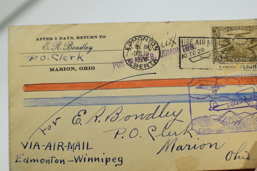 C1 Canada on First Flight COVER Edmonton to WInnipeg *SIGNED*