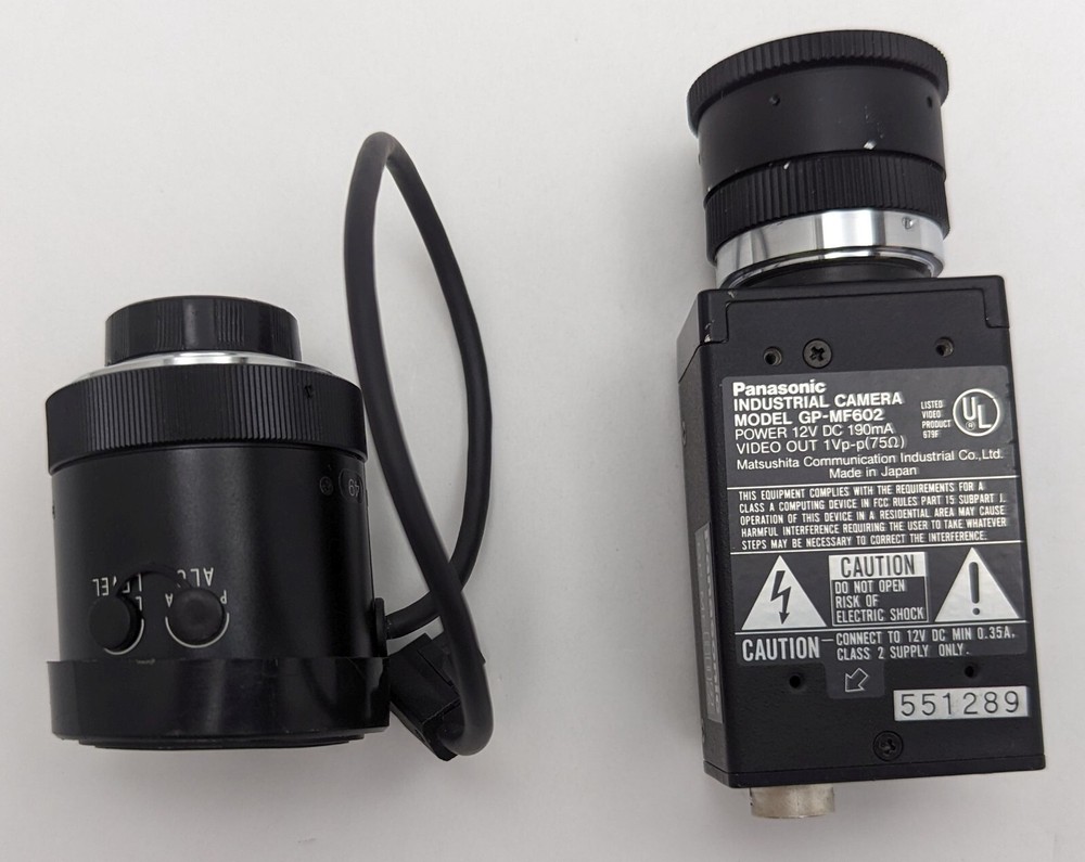 Panasonic GP-MF 602 Industrial Camera with Computar 12mm 1:1.2 Lenses - Working