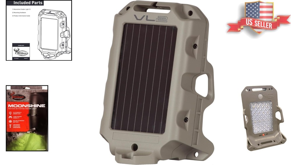 Night Hunting Green Light with Solar Panel - Motion Sensor Feeder Illuminator