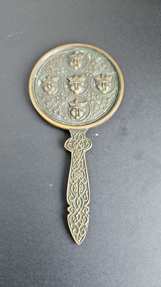 Solid Bronze Celtic Design Mirror - Original Antique