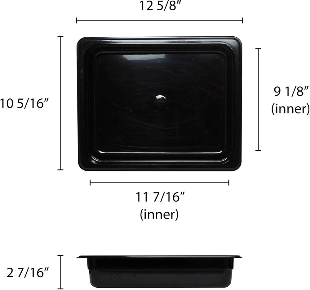 GN 1/2, 65mm Deep, 3.8Ltr Gastronorm Container, Polycarbonate, Black