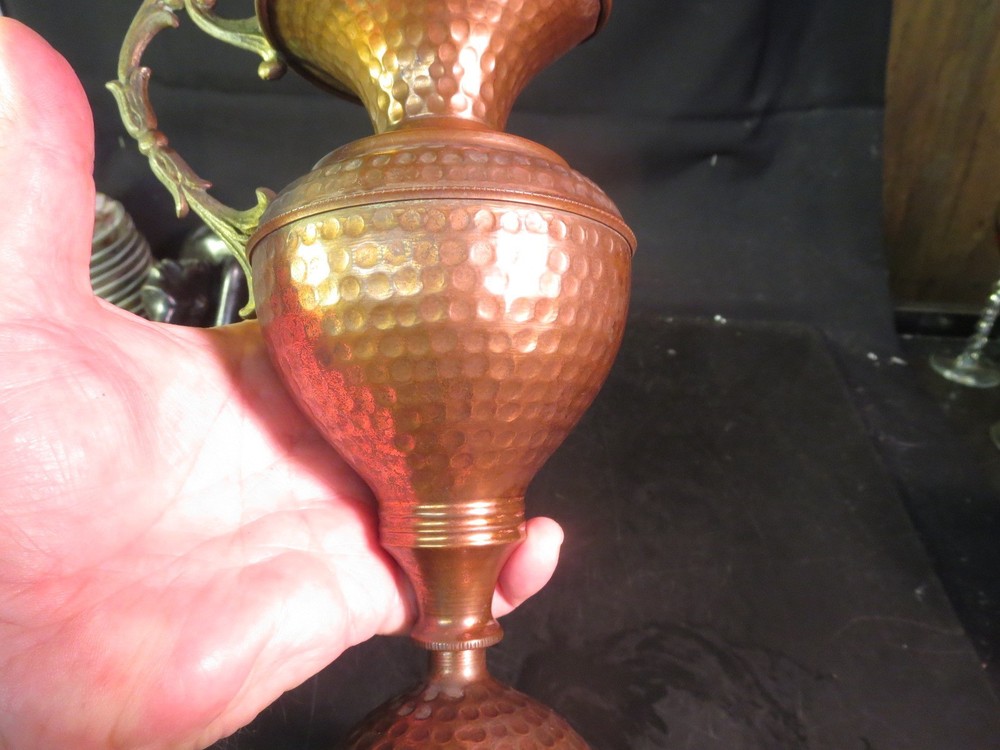 9-3/4" Hammered Copper Pitcher Unmarked