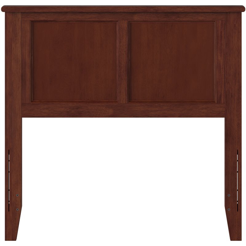 AFI Madison Twin Solid Wood Panel Headboard with Device Charger in Walnut
