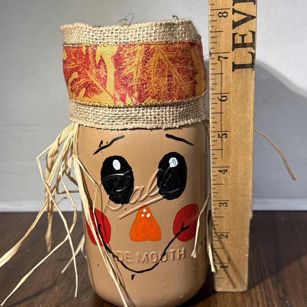 Mason Jar Painted Scarecrow Fall Decor