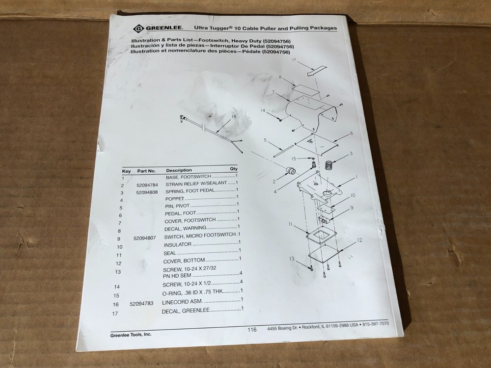 Greenlee UT10 Ultra Tugger Cable Puller and Pulling Manual Only