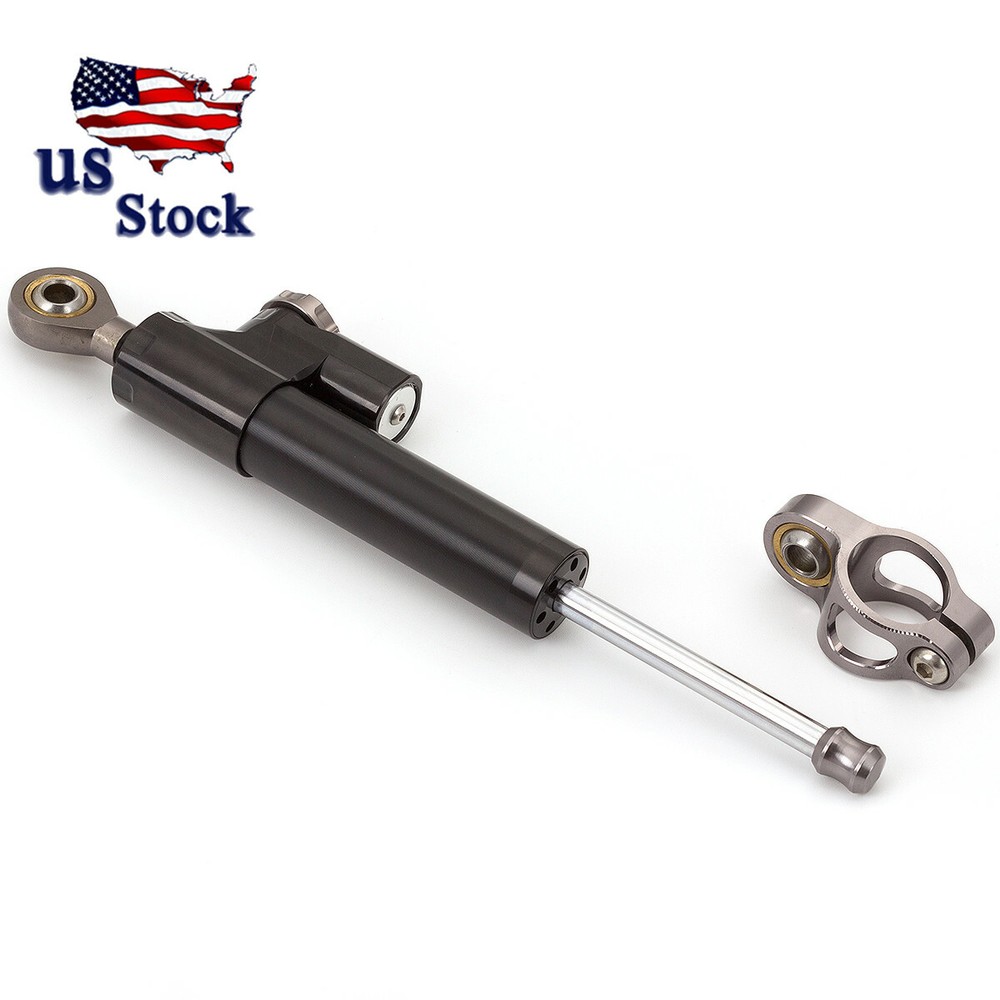 Universal CNC Black&Gray Motorcycle Adjustable Steering Damper Stabilizer Top