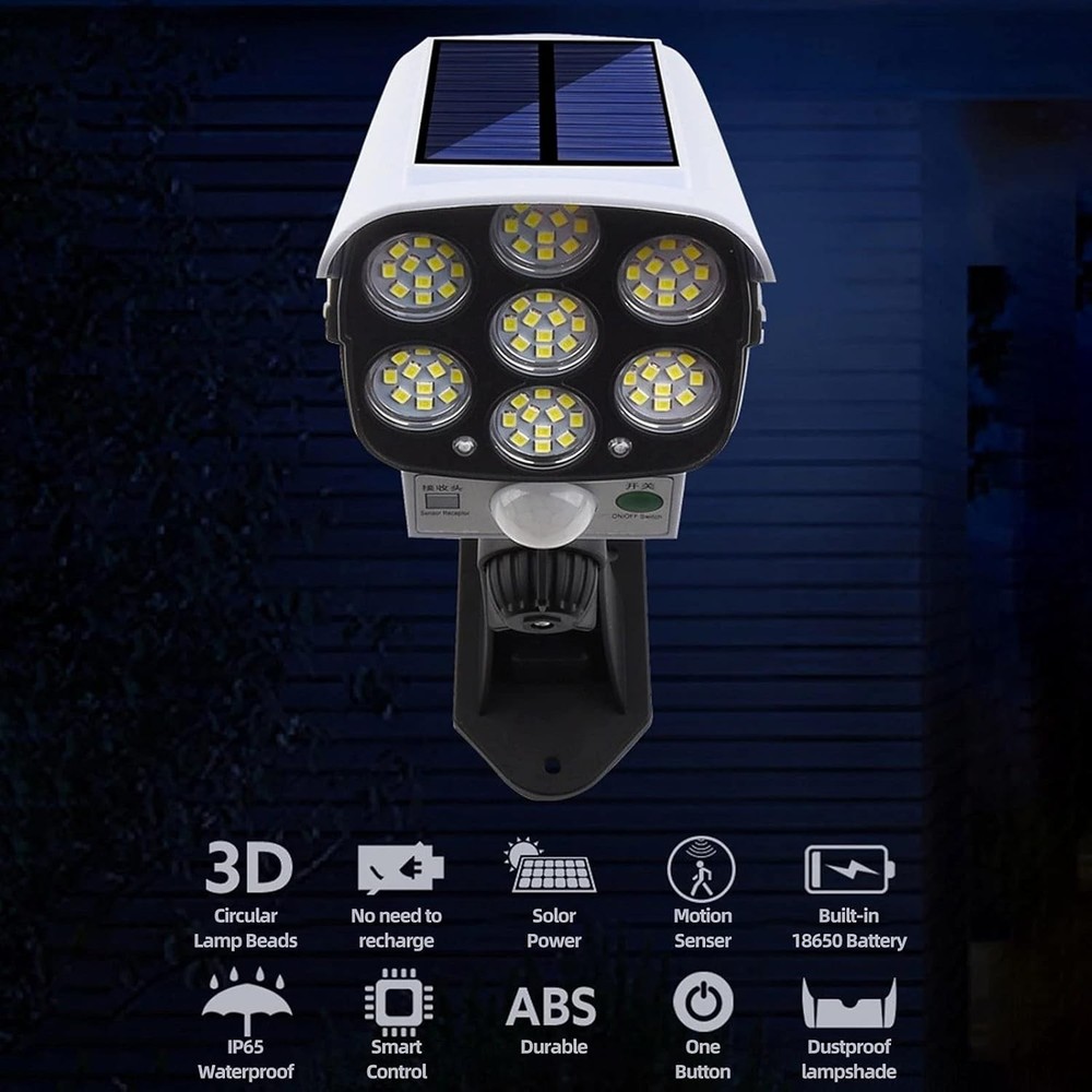 Solar Motion Sensor Wall Light Outdoor Garden Wireless 77 LED Security Spotlight
