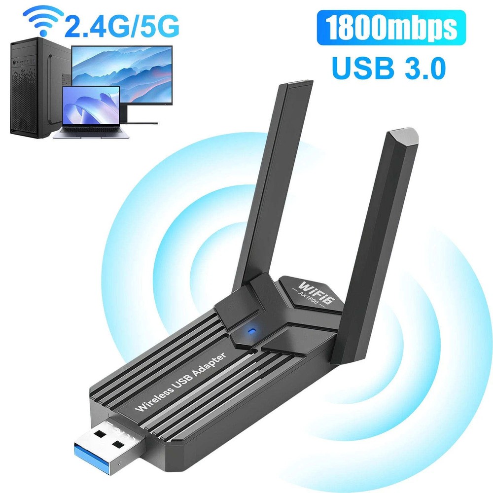 WiFi 6 USB Network Adapter AX1800 for Computer Desktop with Rotatable Antennas