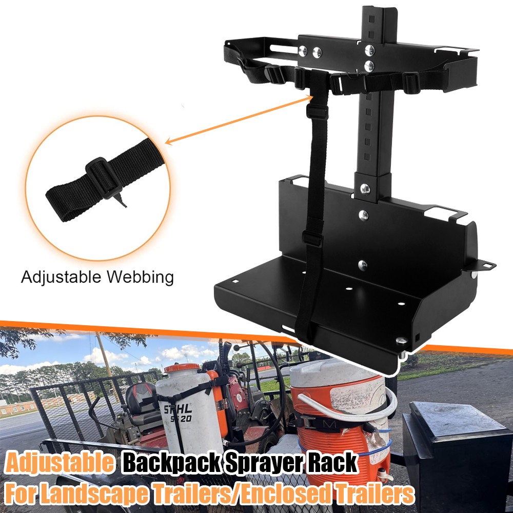NEW Adjustable Backpack Sprayer Rack Holder For Open or Enclosed Trailers Black