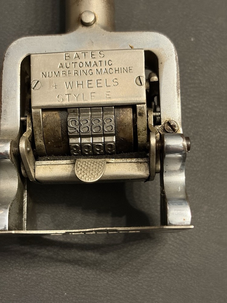 Antique Bates Automatic Numbering Machine 4 Wheel Style E Works
