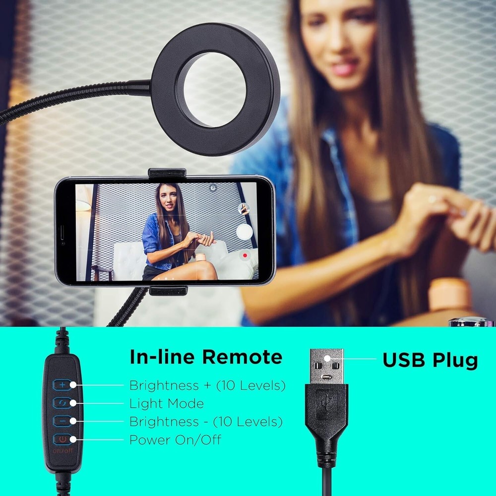 🔥🔥Merkury LED Ring Light Phone Holder w/ Bluetooth, USB Selfie Ring Light🔥🔥