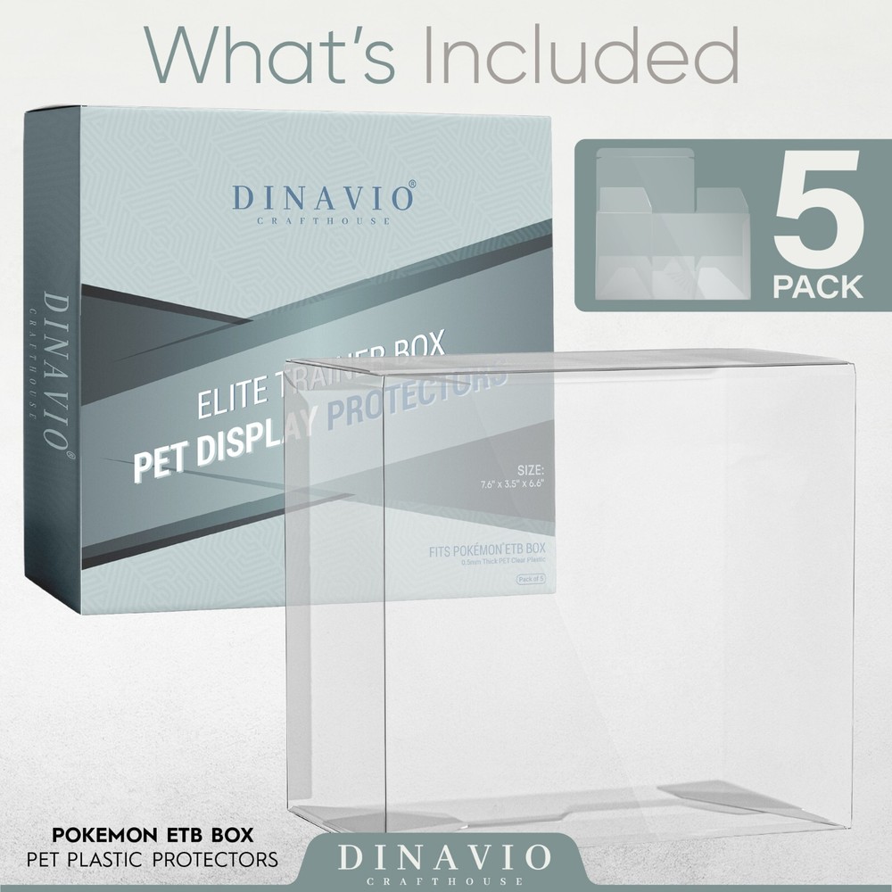 PET Plastic Pokemon Elite Trainer Box Protectors ETB Displays 5 PACK
