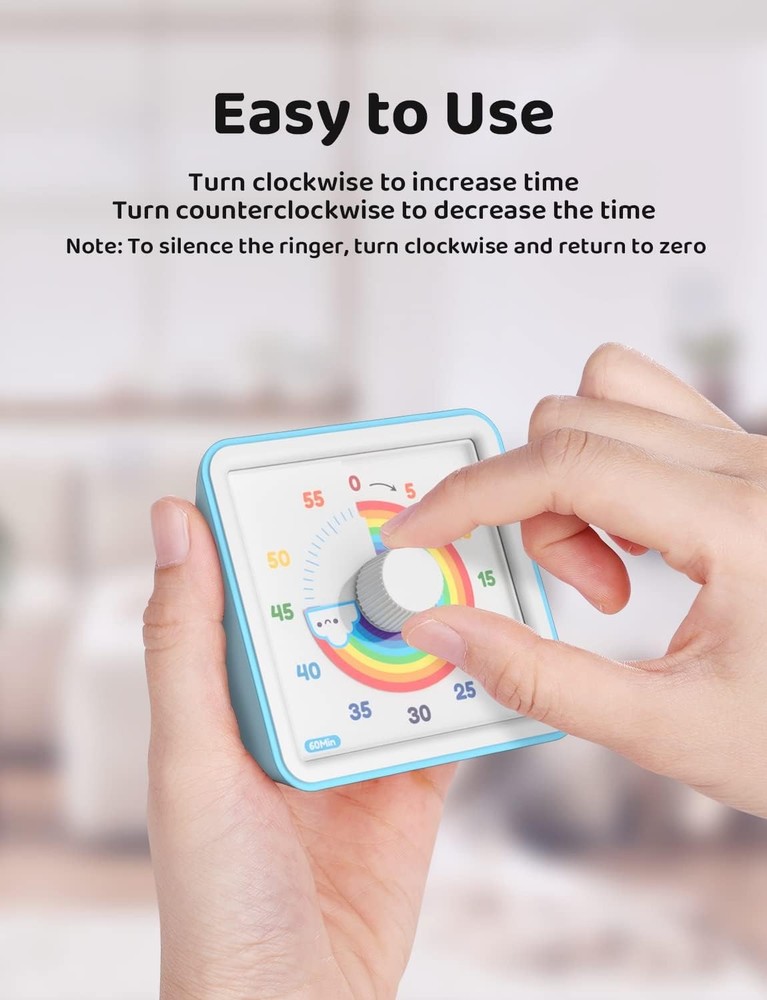 Multifunctional Visual Timer 60 Minutes Rainbow Pattern Silent Countdown Clock