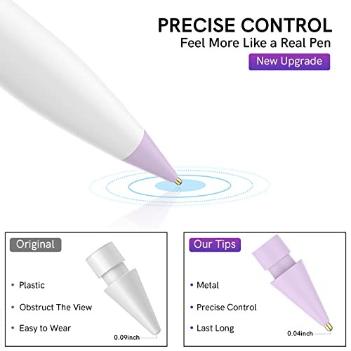 3 Pack Replacement Tips Compatible with Apple Pencil White Pink Lavender