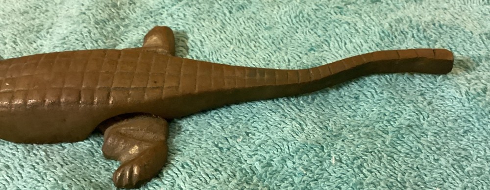 Vintage Solid Brass 9 3/4” Alligator/ Crockodile ? Nut Cracker.