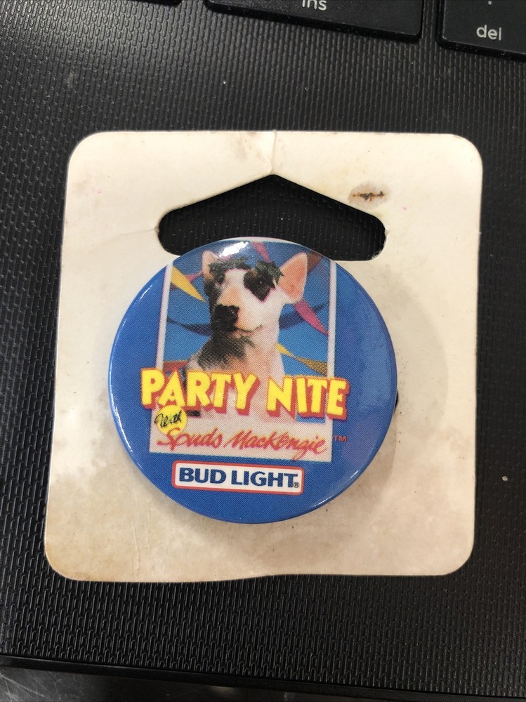 Vintage Bud Light Spuds Mackenzie Flare Pinback Button