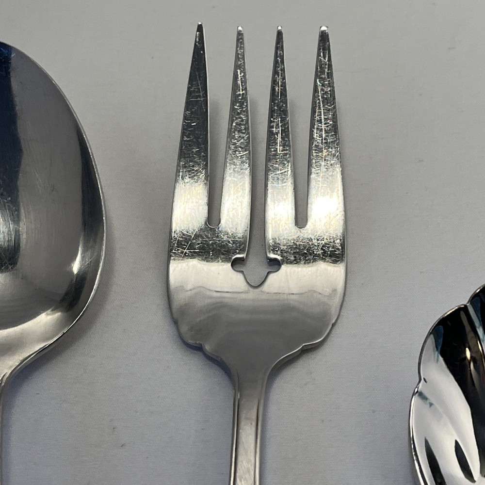 Oneida Ashmore Stainless Serving Set Serving Spoon, Cold Meat Fork, Sugar Spoon