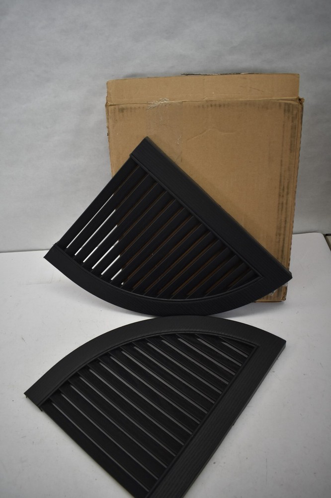Builders Edge Quarter Round ARch Top Solid Vinyl Shutter Tops Black 2 Pack