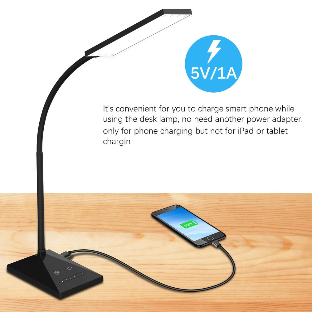 5 Modes 72 LED Touch Sensor Desk Lamp Table Light Eye-Caring Reading USB Port