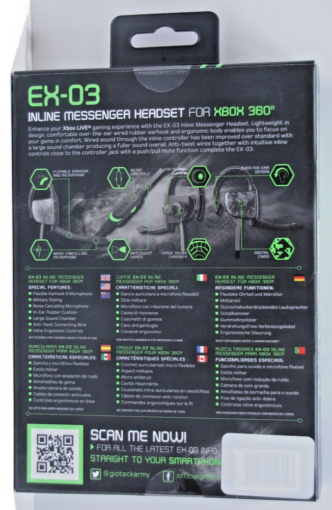 EX-03 Inline Messenger Headset for XBOX 360 by Gioteck