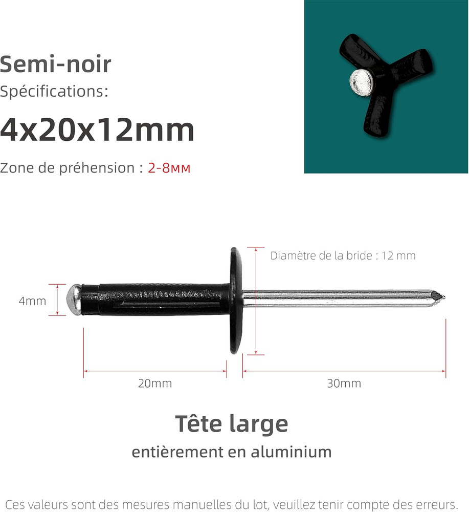 50PCS Tri-Fold Aluminum Blind Rivets, Tri Grip Exploding Pop Rivets for Automoti