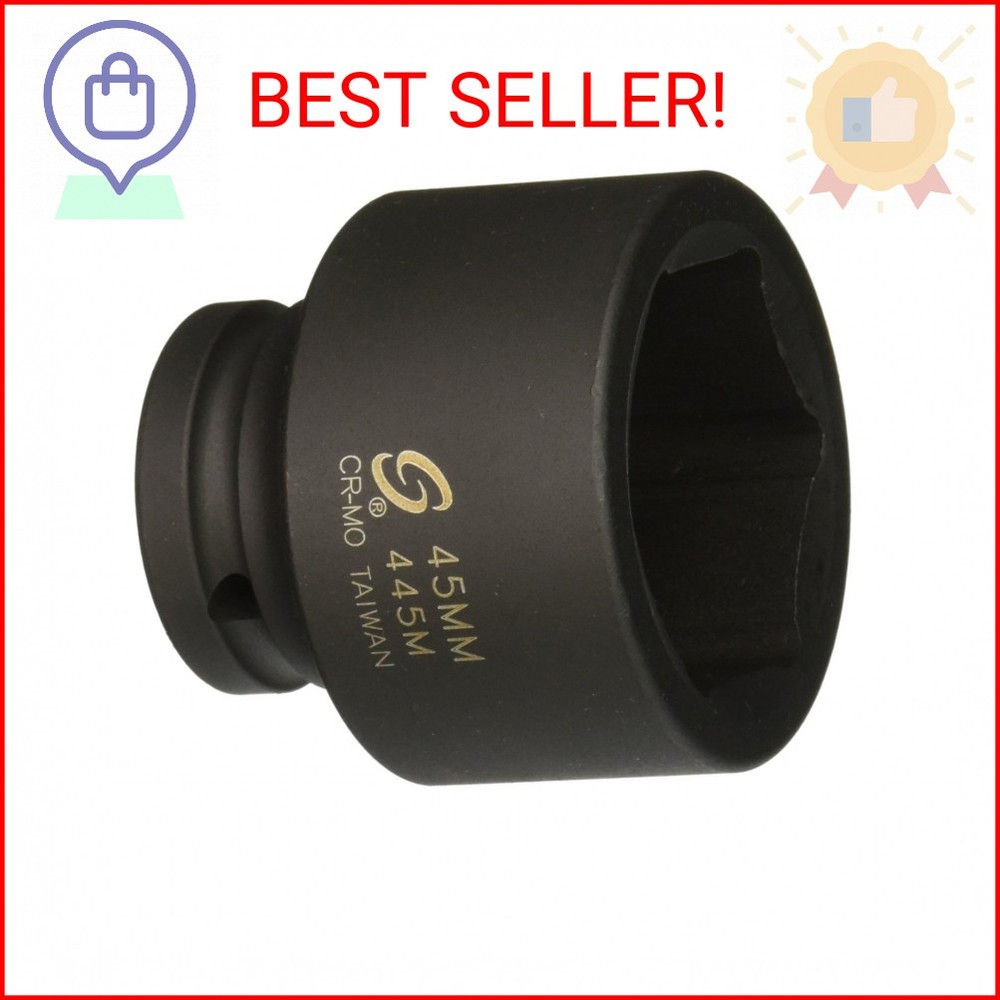 SUNEX TOOLS 445M 3/4" Drive Standard 6 Point Metric Impact Socket 45mm