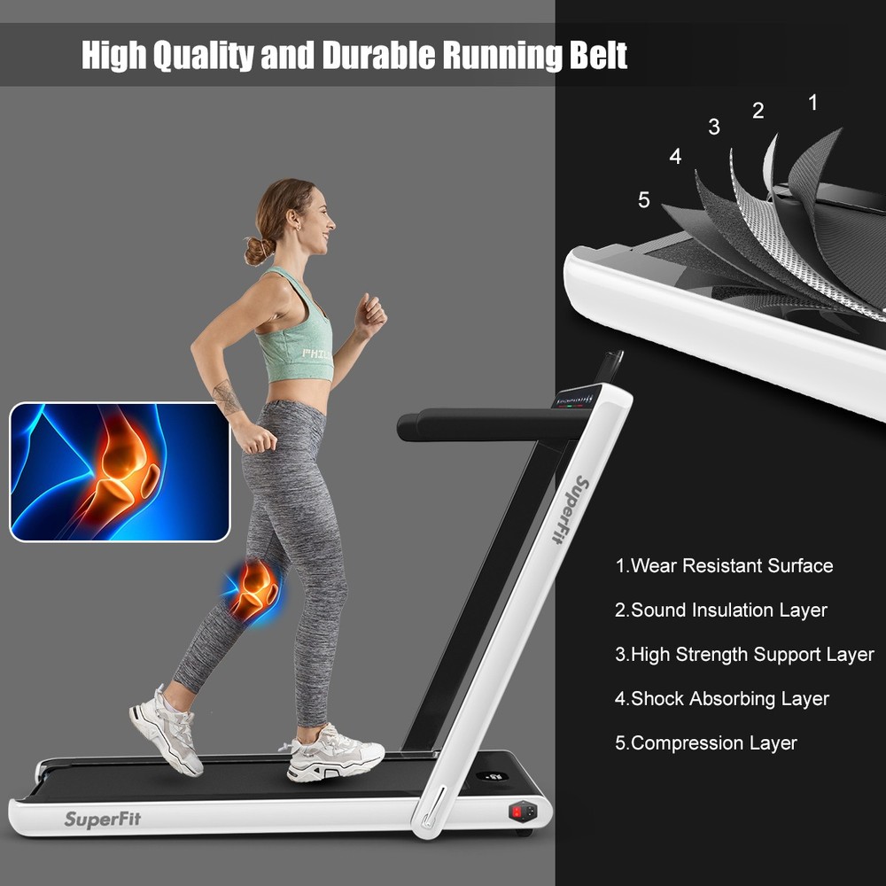 2.25HP 2 in 1 Folding Jogging Treadmill Machine Dual Display W/Speaker