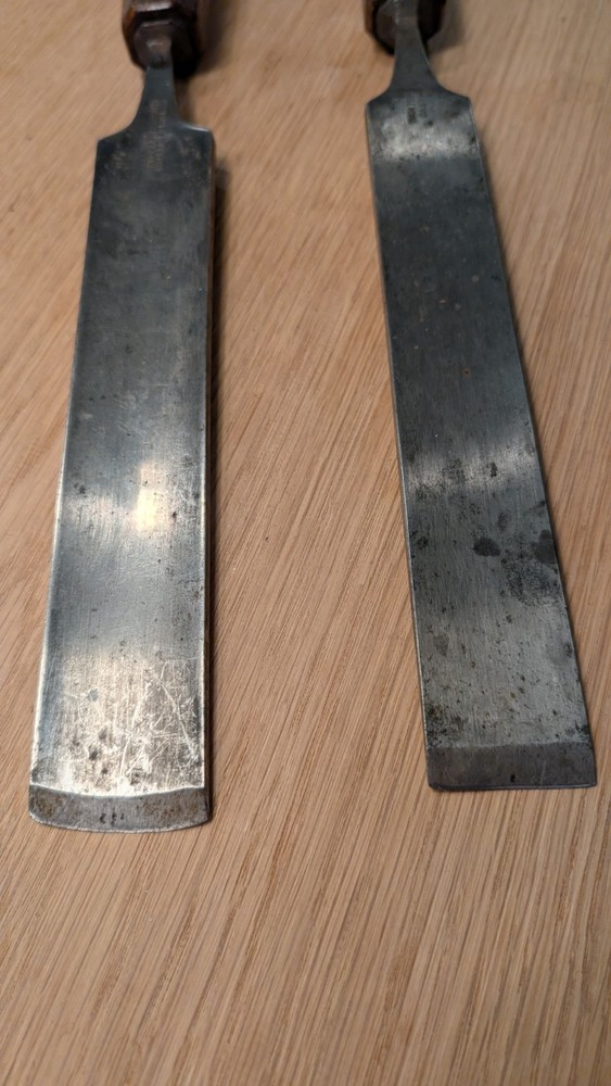 2 Enormous Thomas Ibbotson Incannel Carving Gouges, 1 1/4" And 1 1/2"