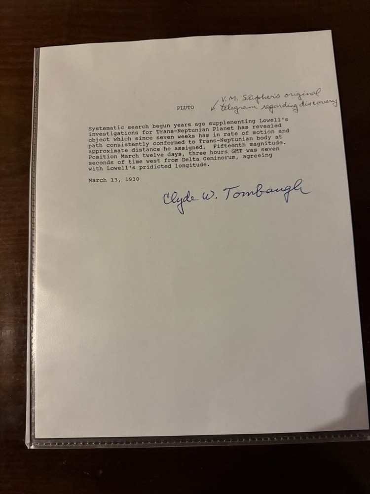Clyde W Tombaugh Pluto Telegram