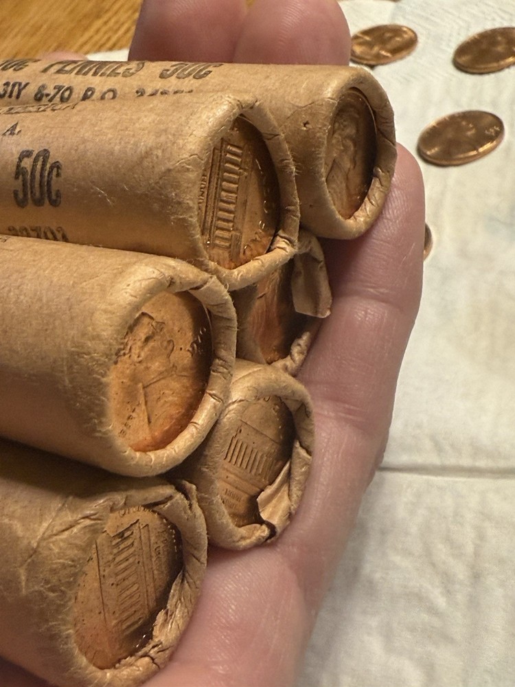 6 Unsearched 1970 S Penny Rolls