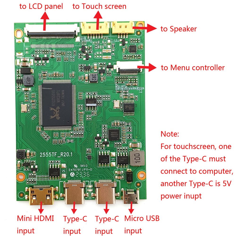 LP156WF7 SPA1 SPN3 SPS1 Touchscreen LCD Controller Panel Mini HDMI USB C Driver