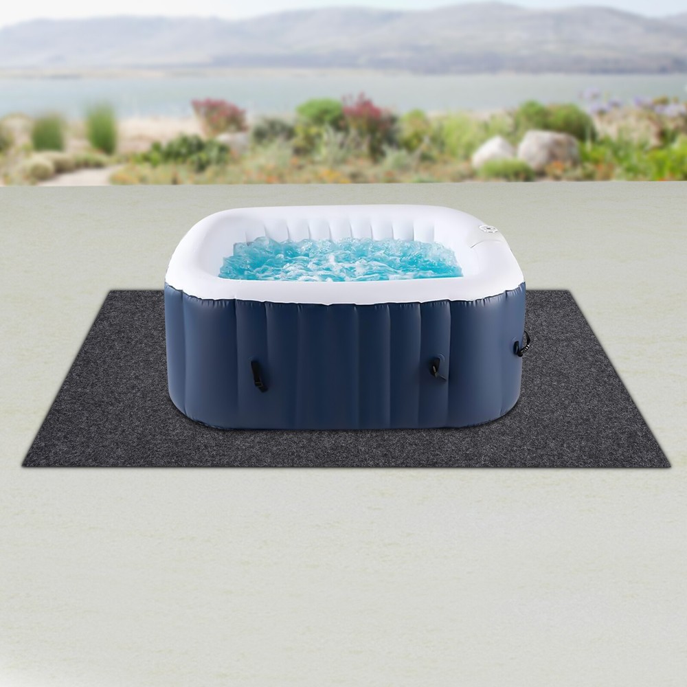 Hot Tub Mat 188*183cm Gray Rectangular Flooring Protector Mat-Waterproof Home