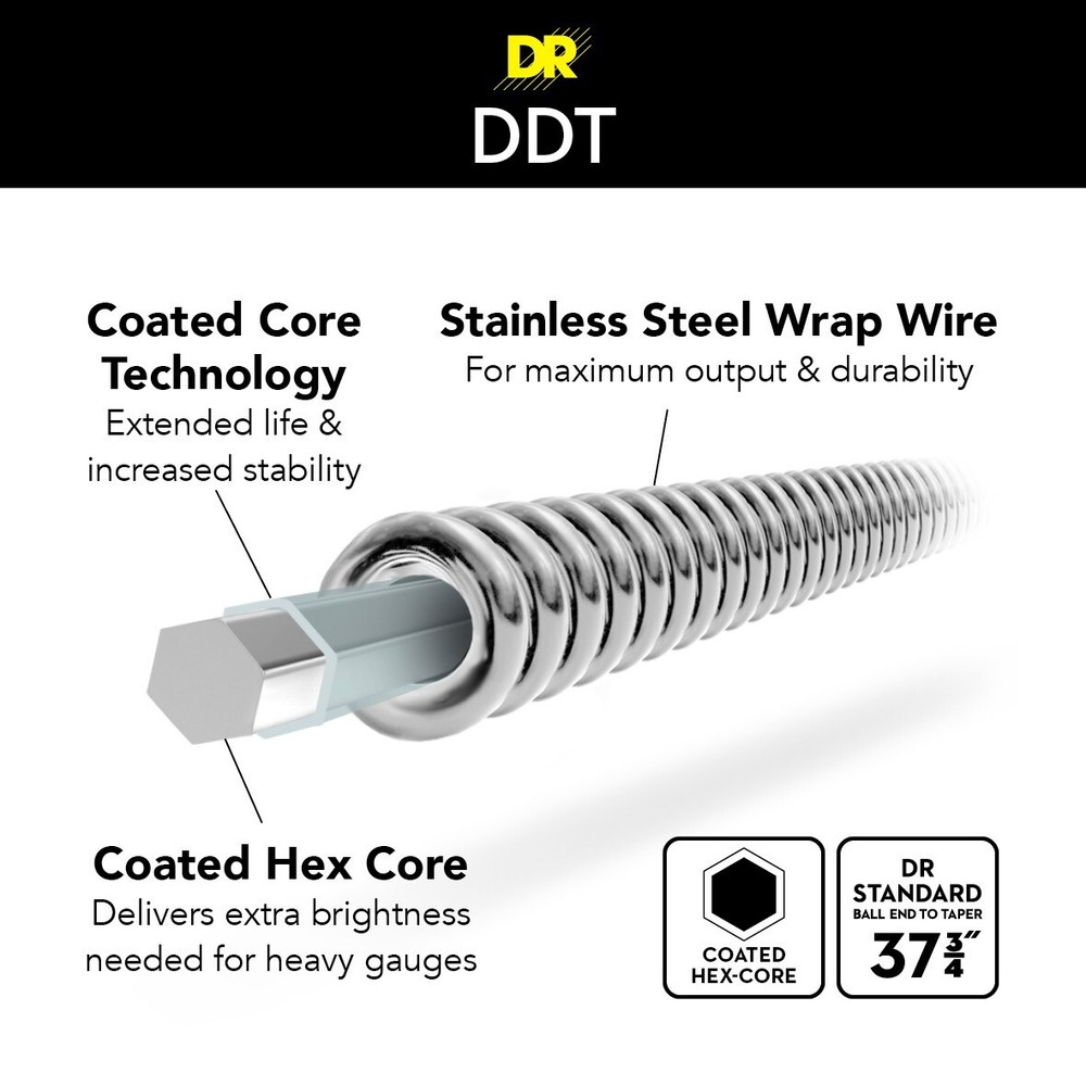 DR Strings DDT - Drop Down Tuning Bass Strings: Extra Heavy 55-115 [DDT-55]