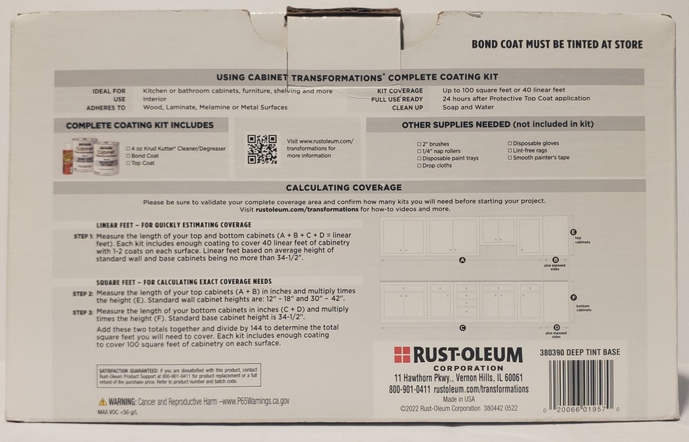 Rust-Oleum 380390 Cabinet Transformations Kit Deep Tint Base Kit
