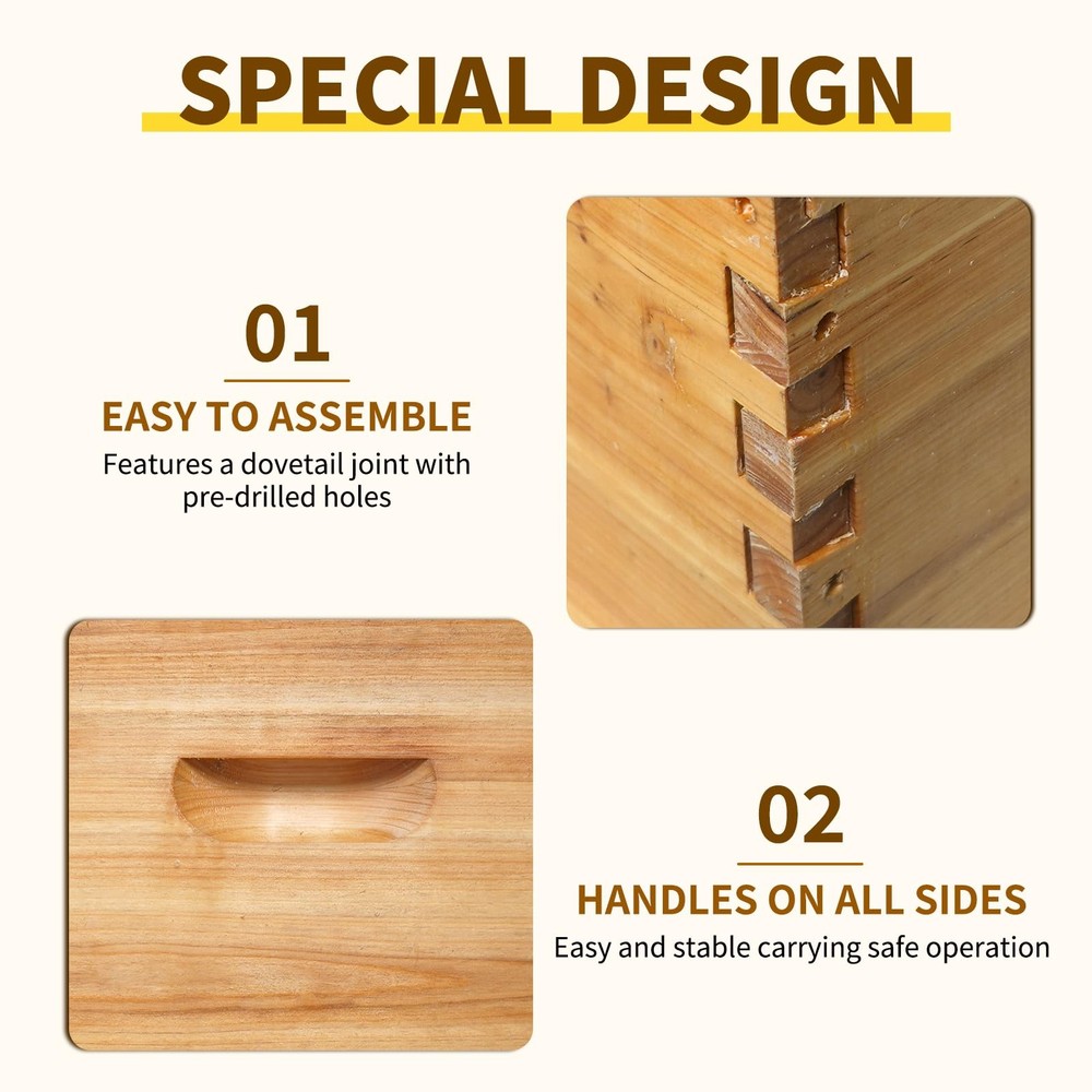 BeeQuestify 10 Frame Bee Hive Box Langstroth Deep Brood Dipped 10pcs