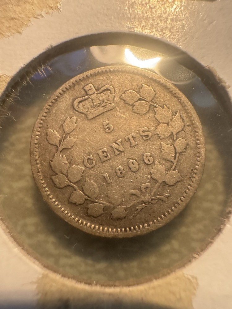 1896 Canada 5 Cents Silver Foreign Coin