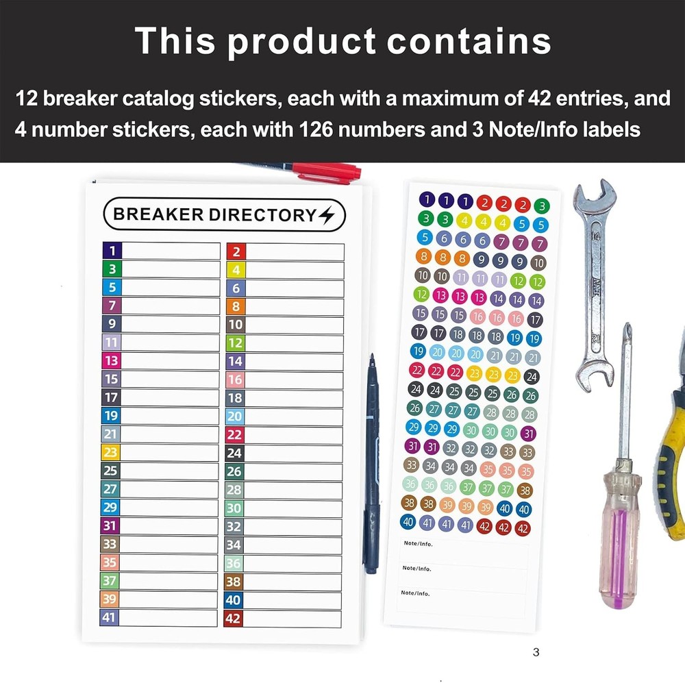 16 Sheets Breaker Panel Labels Electrical Box Sticker Numbers Breaker Panel L...
