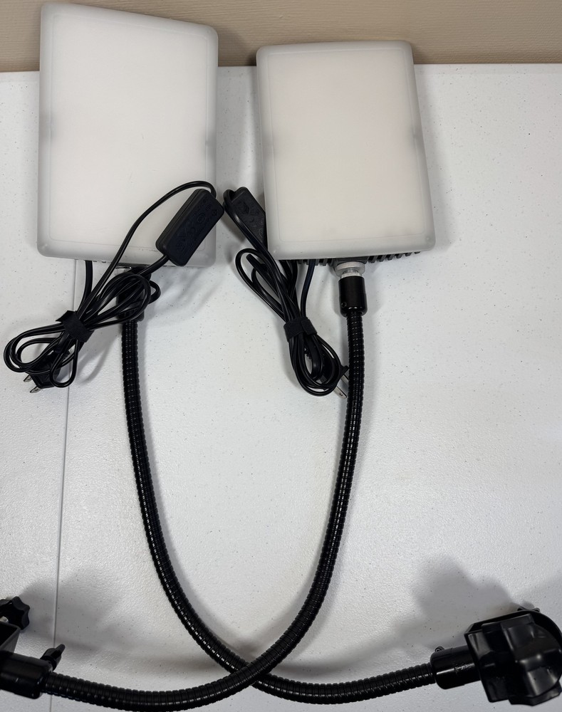 2x LED Panel Continuous Light Kit with Gooseneck & Clamp Mounts LS Photography
