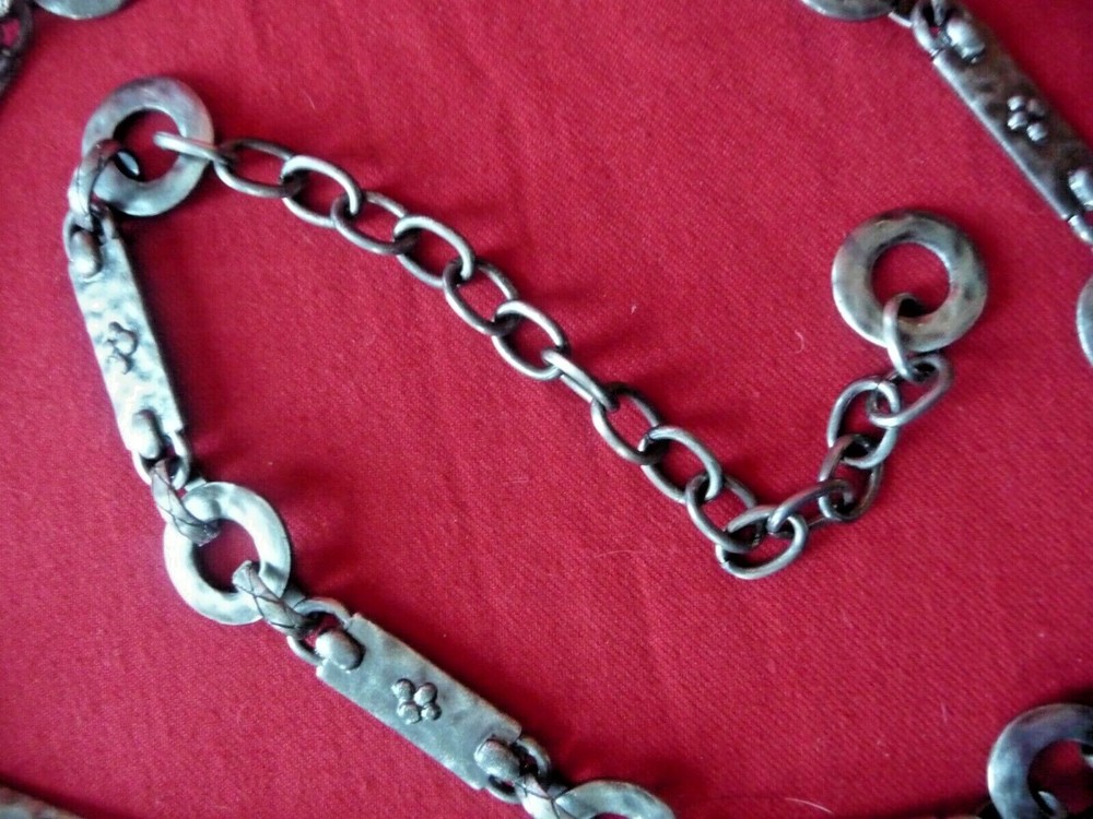 Talbots Belt Metal Oxidized Silver Tone Links One Size Adjustable