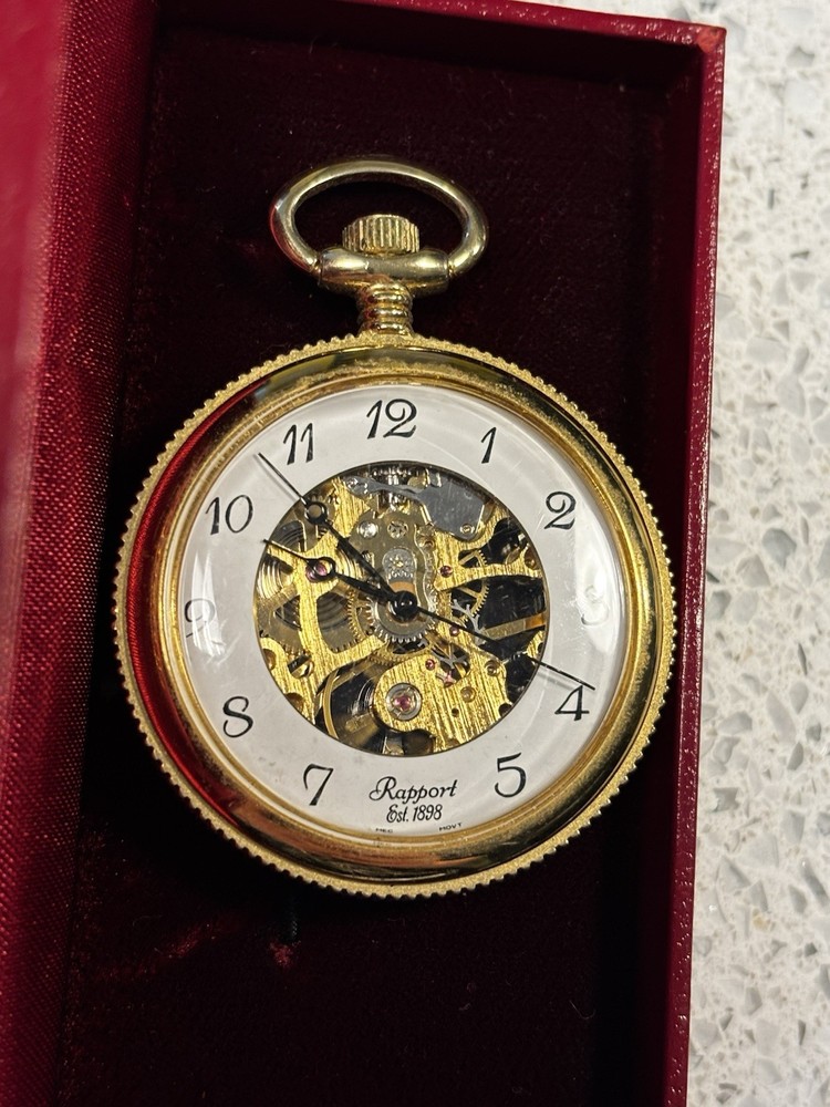 Rapport Pocket Watch Open Face Gold Plated Wind Up Working