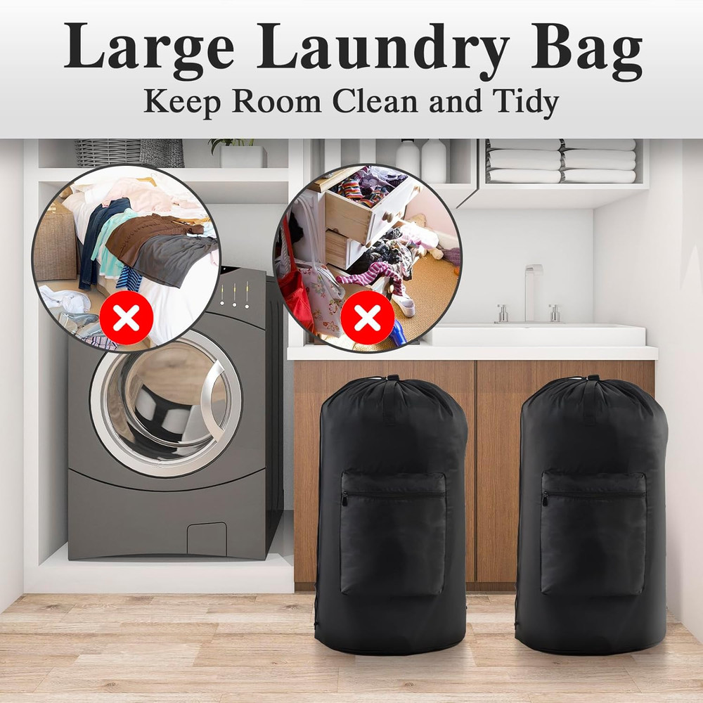 100L Laundry Bag Backpack 16X32 Inch Extra Large with Shoulder Straps Adjustable