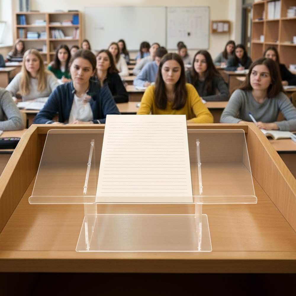 Clear Acrylic Podium Stand with Spacious Tabletop for Presentations