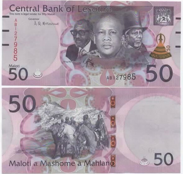 Lesotho 10x 50 Maloti 2021 UNC