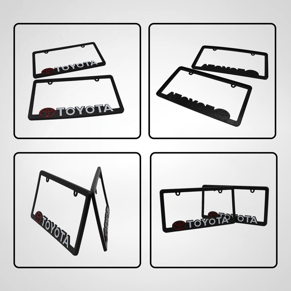 2pcs-Toyota-black license plate frame(Plastic) Practical