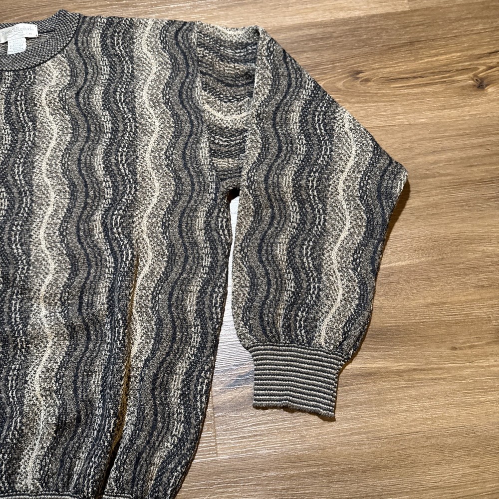 Vintage Tricots St Raphael MEDIUM Wool Blend Pullover Sweater Wavy Coogi Style M