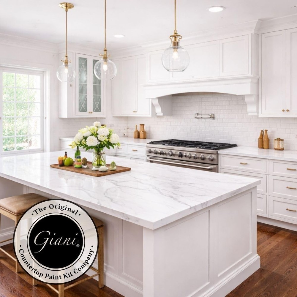 Carrara White Epoxy Countertop Paint Kit - Easy 3-Step Application, 35 Sq Ft